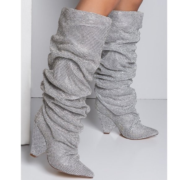 Rhinestone slouch boots sale